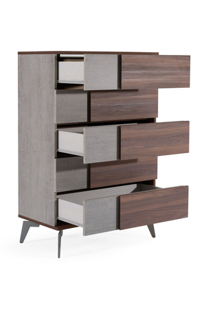 Concrete and Walnut 5-Drawer Chest | OROA Modern Palermo | Oroa.com