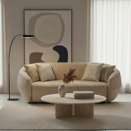 3 Seater Beige Fabric Sofa | OROA Modern Belinda