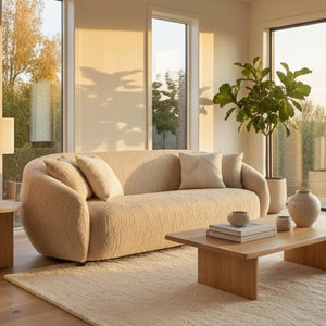   3 Seater Beige Fabric Sofa | Oroa.com