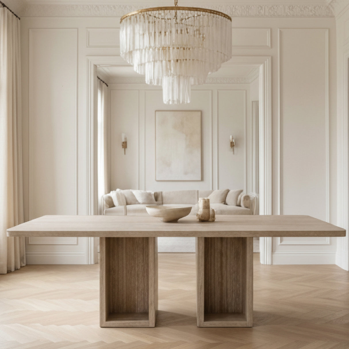   Rectangular Travertine Dining Table | Oroa.com