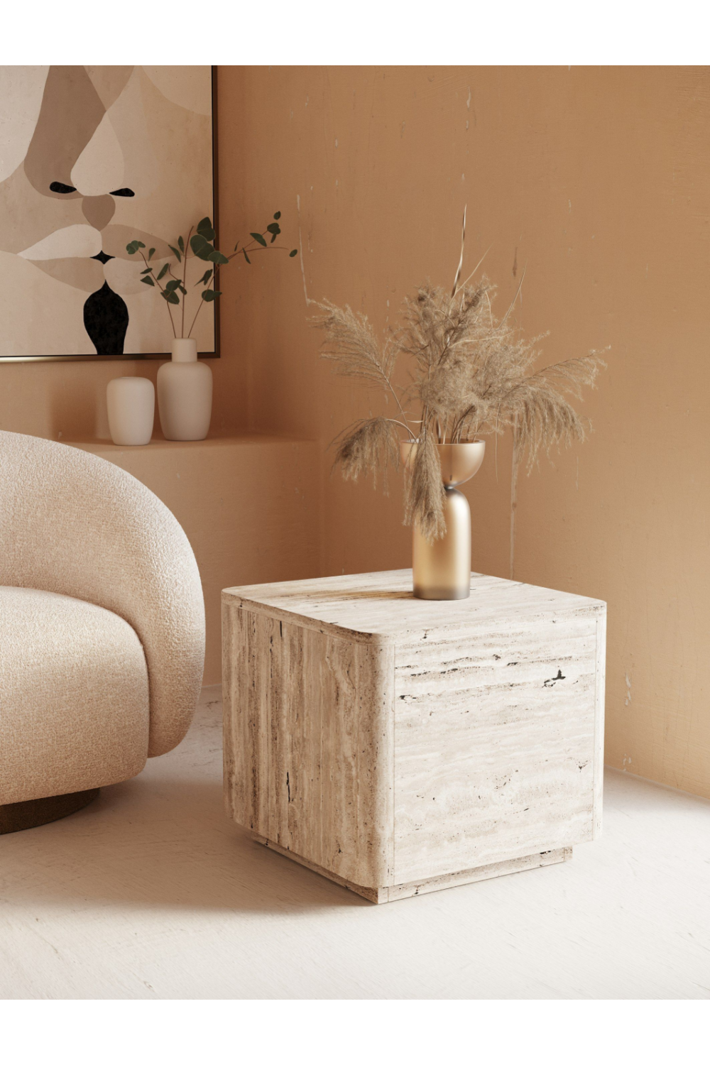 Travertine End Table | OROA Modern Roma