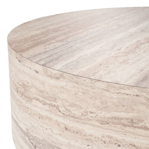   Round Travertine-Inspired Coffee Table | Oroa.com
