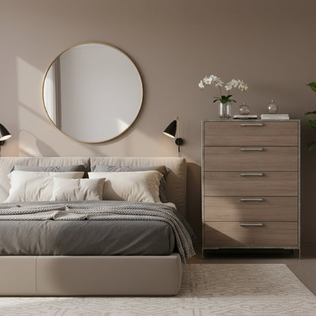   Brown Oak 5-Drawer Chest | Oroa.com