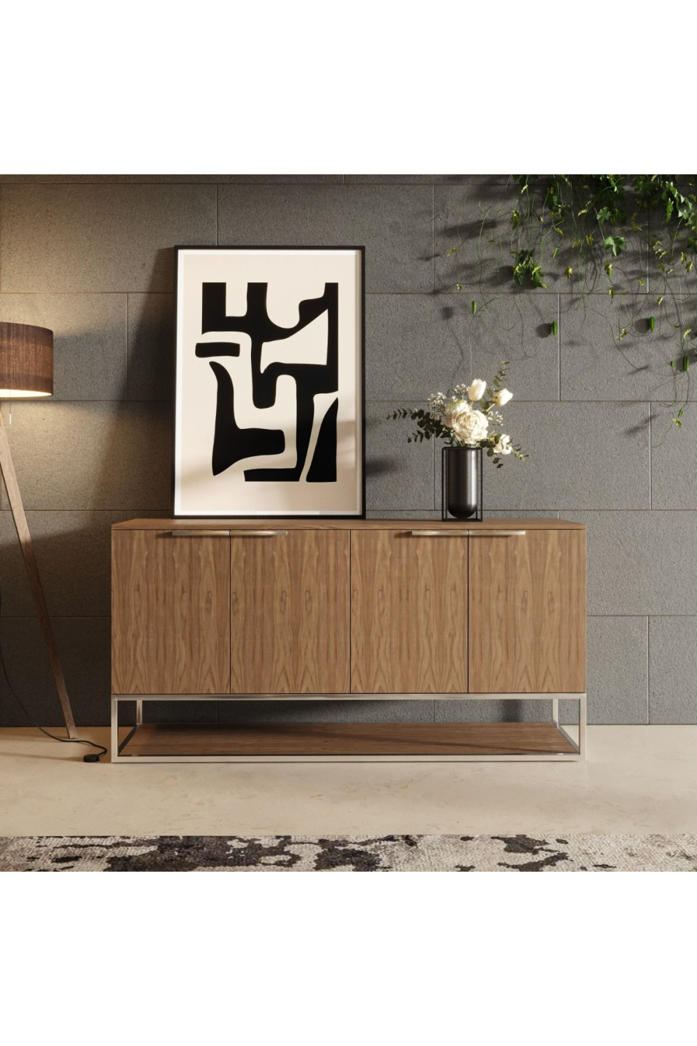 Walnut 4-Door Sideboard | OROA Modern Heloise | Oroa.com