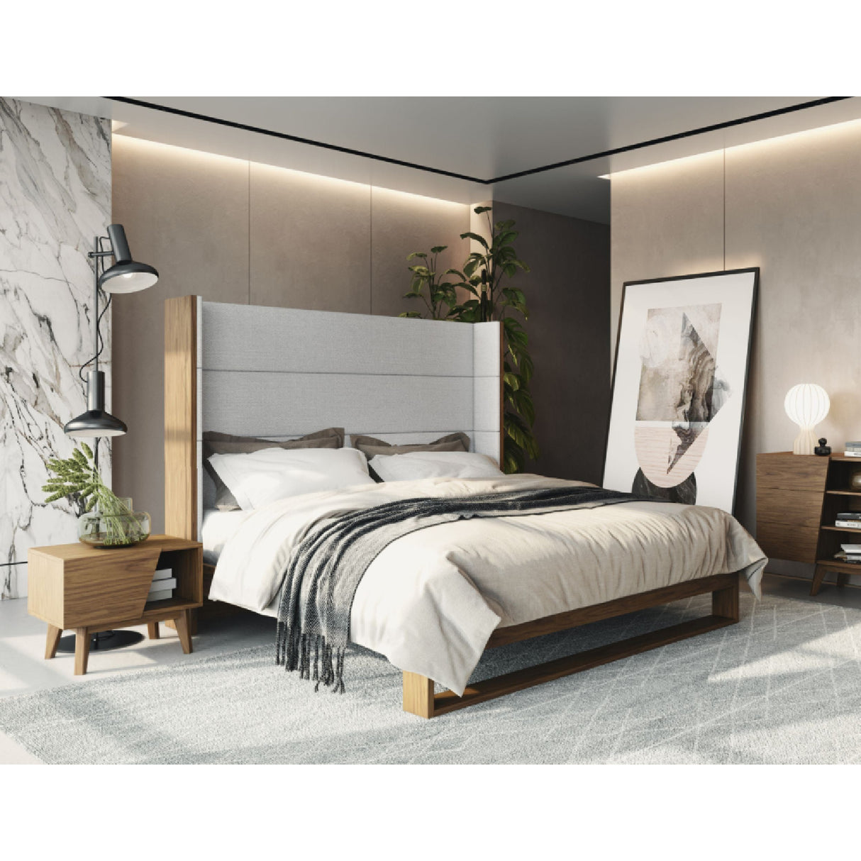   Gray Wingback Bed | Oroa.com