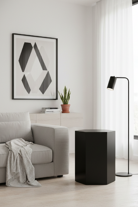 Hexagonal Gray End Table L | OROA Modern Newmont