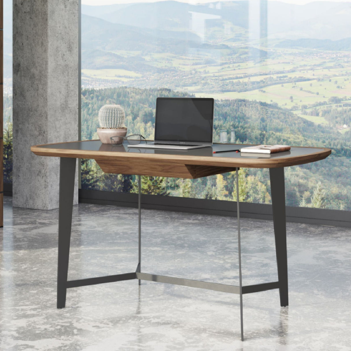   Black Glass 1-Drawer Desk | Oroa.com