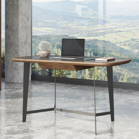   Black Glass 1-Drawer Desk | Oroa.com