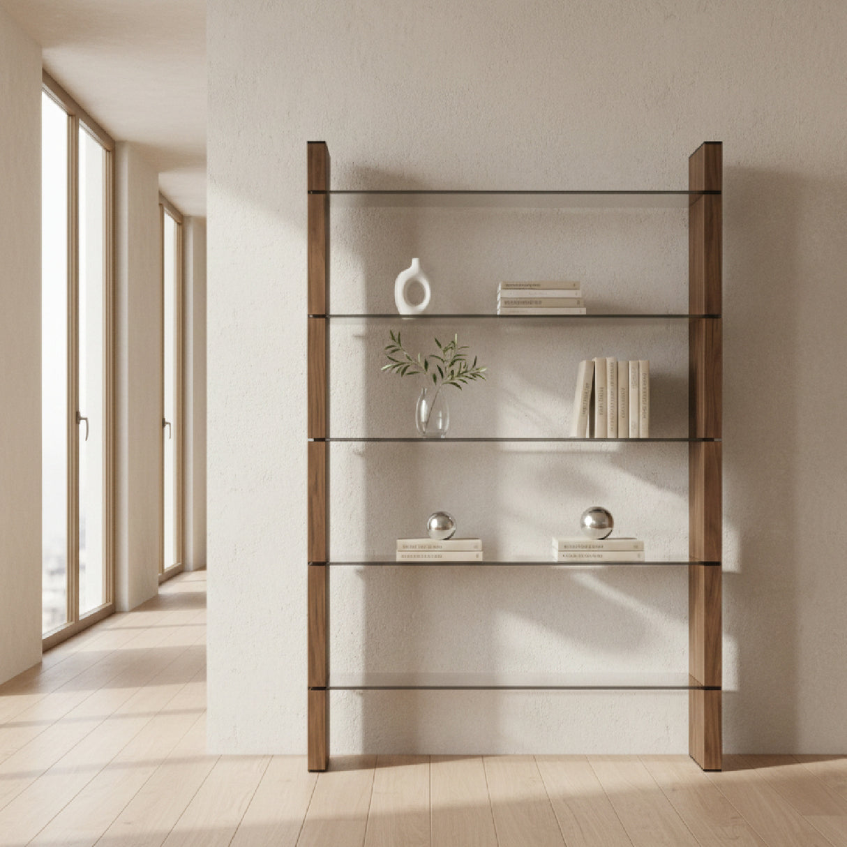 Black Glass Bookshelf | OROA Modern Glencoe