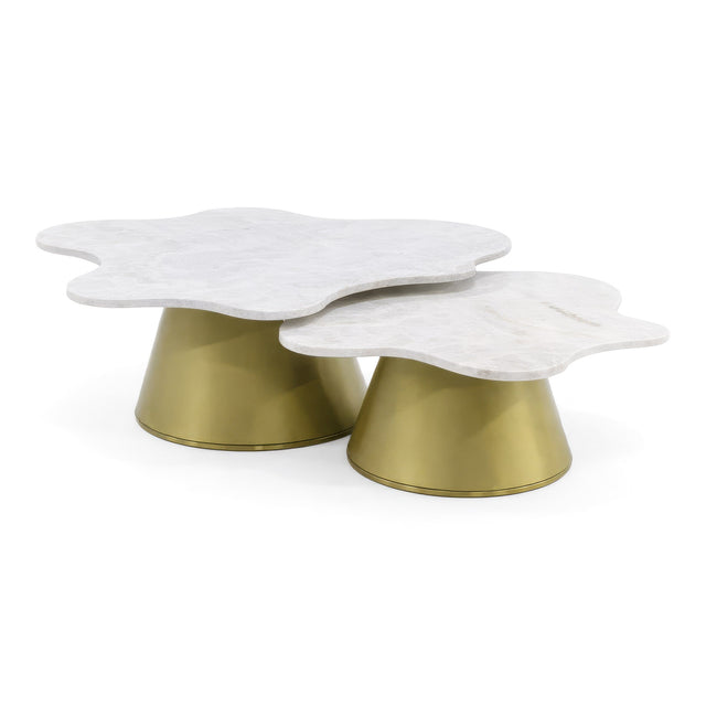 Freeform White Marble Coffee Tables (2) | OROA Modern Gabbro | Oroa.com