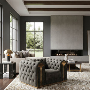 Gray Velvet Tufted Lounge Chair | OROA Modern Dosie