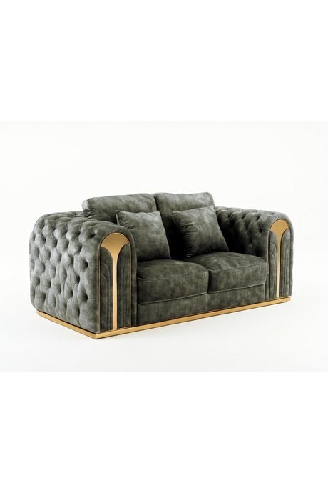 Gray Velvet Tufted Loveseat | OROA Modern Dosie | Oroa.com