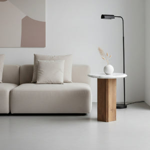   White Round Marble End Table | Oroa.com
