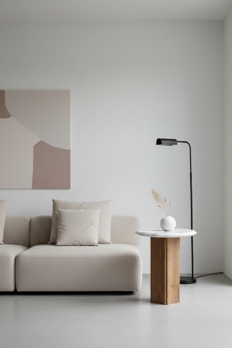 White Round Marble End Table | OROA Modern Dillinger | Oroa.com