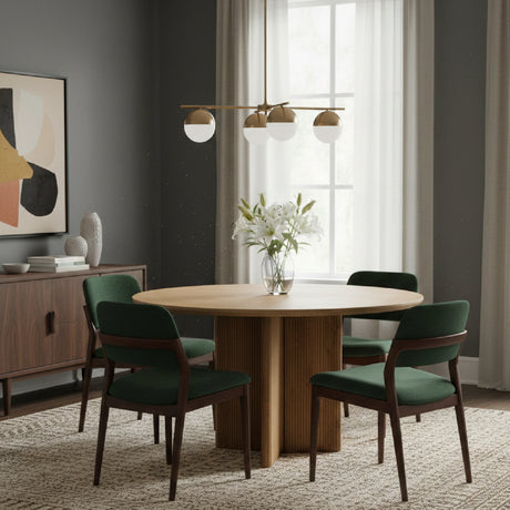Ribbed Wood Base Dining Table | OROA Modern Pawnee