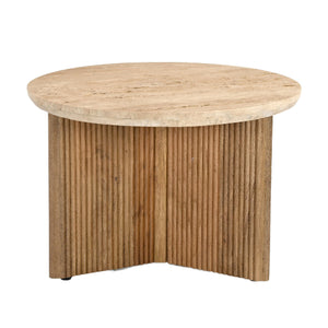 Ribbed Wood Base End Table | OROA Modern Pawnee