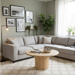   Travertine Marble Round Coffee Table | Oroa.com