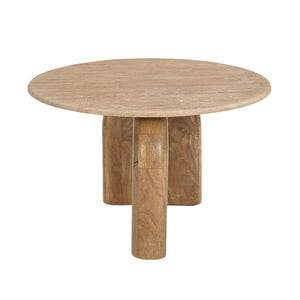 Round Travertine Marble End Table | OROA Modern Kellison