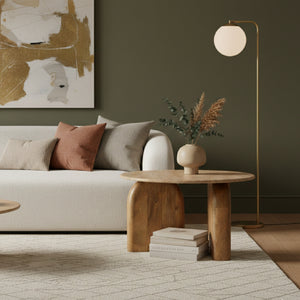 Round Travertine Marble End Table | OROA Modern Kellison