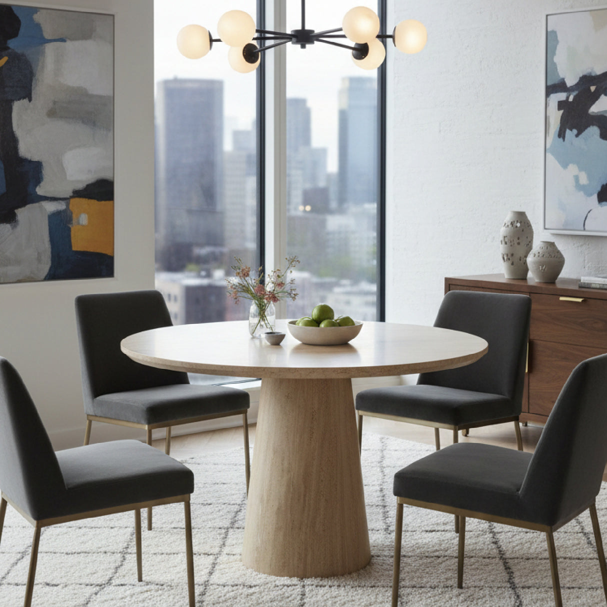   Travertine Round Dining Table | Oroa.com