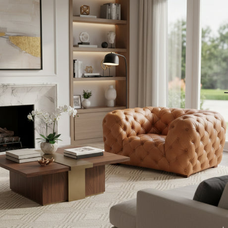 Tufted Italian Leather Lounge Chair | OROA Modern Dexter