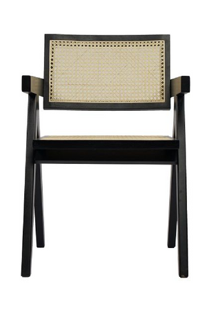 Black Framed Rattan Dining Armchair | OROA Modern Aurora