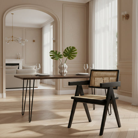   Black Framed Rattan Dining Armchair | Oroa.com