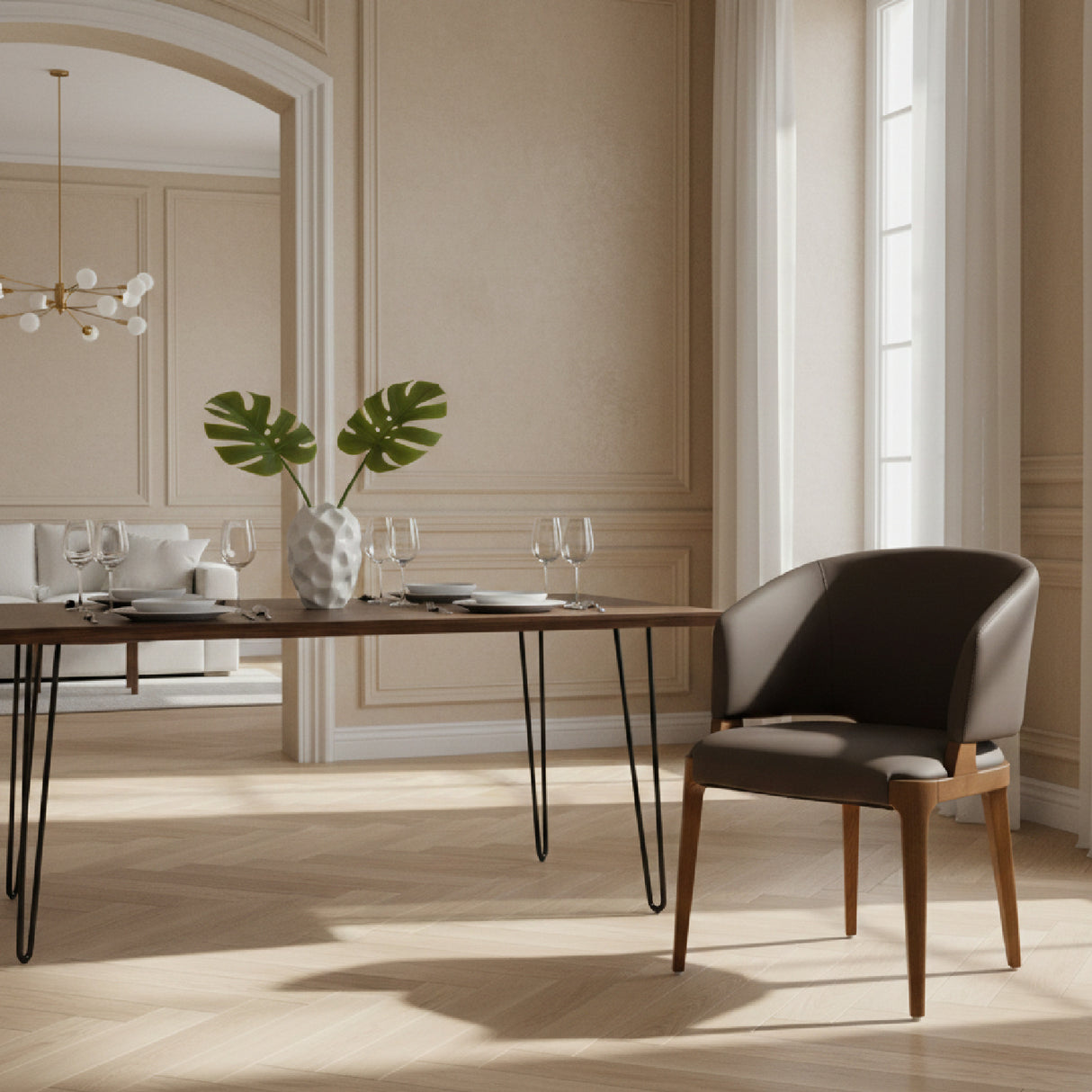 Brown Vegan Leather Dining Chair | OROA Modern Baskin