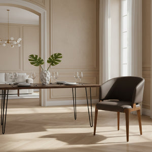 Brown Vegan Leather Dining Chair | OROA Modern Baskin