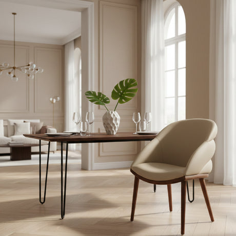 Beige Vegan Leather Dining Chair | OROA Modern Michael