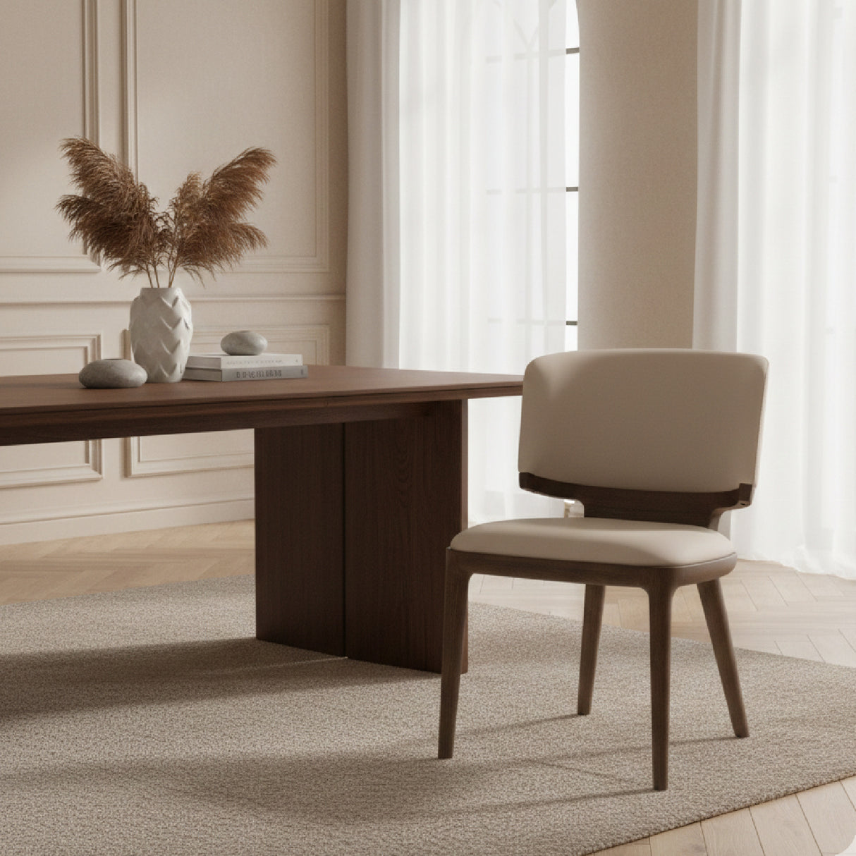 Gray Vegan Leather Dining Chairs (2) | OROA Modern Stanley