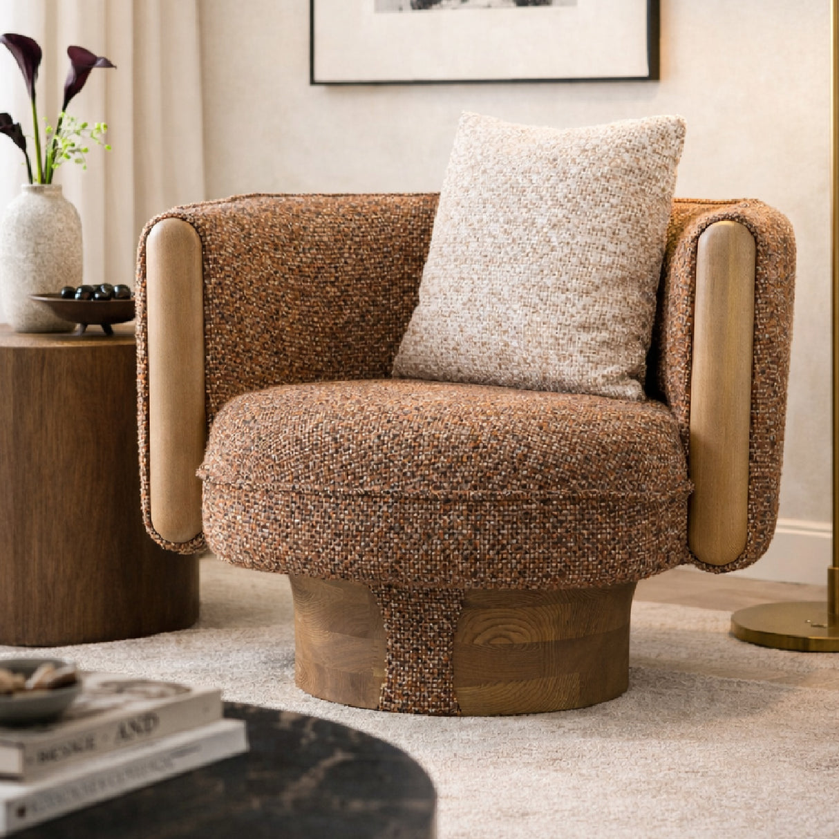   Multicolored Boucle Accent Chair | Oroa.com