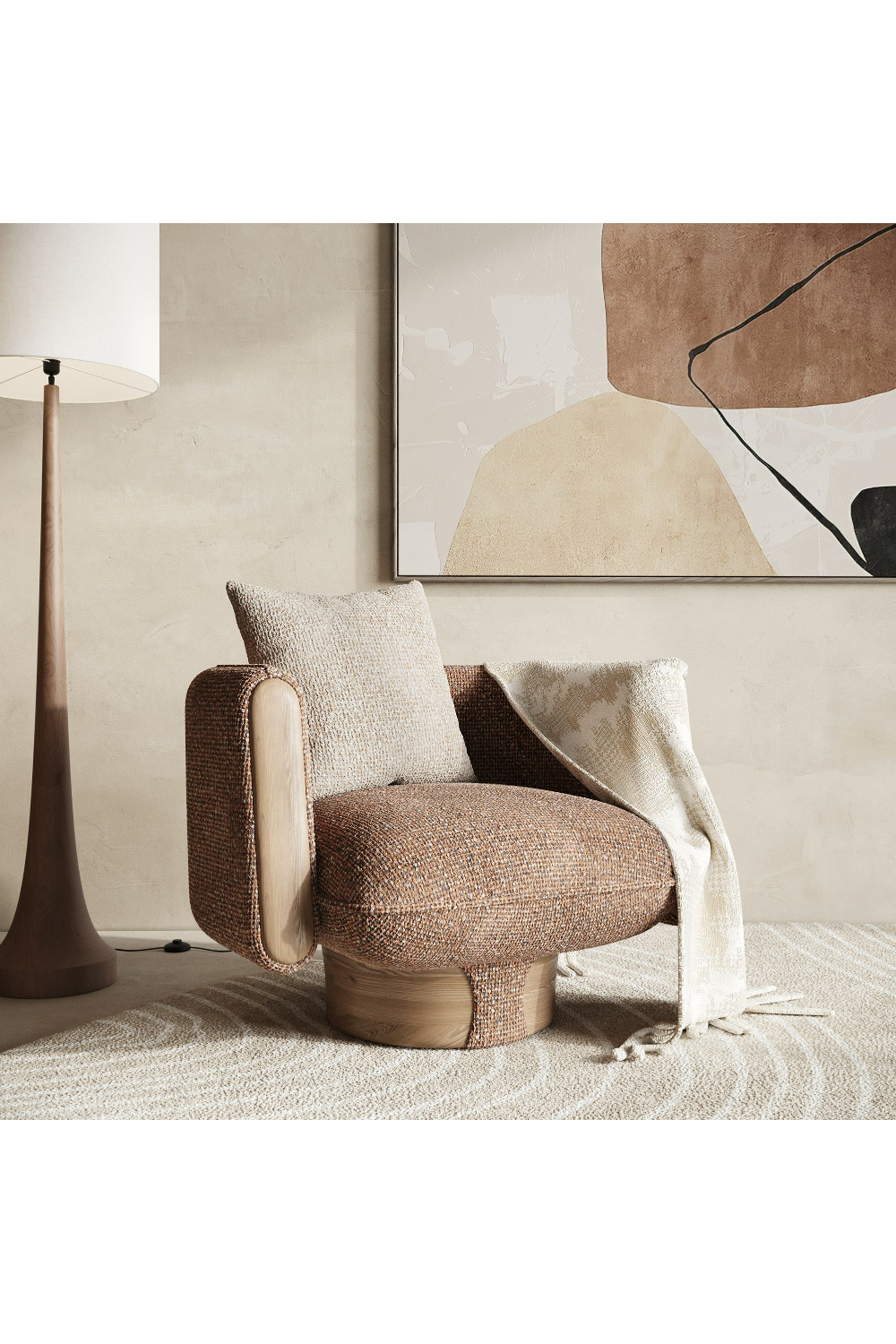 Multicolored Boucle Accent Chair | OROA Modern Raywood