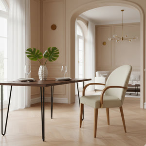 Taupe Vegan Leather Dining Armchair | OROA Modern Rexford