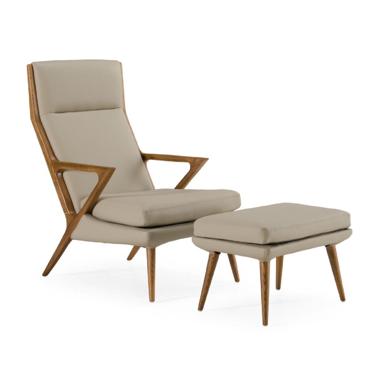 Beige Vegan Leather Lounge Chair & Ottoman | OROA Modern Fulton
