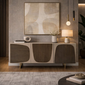   Gray Wooden 3-Door Sideboard | Oroa.com