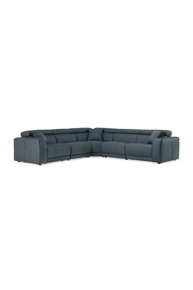 Blue Leather Recliner Sectional Sofa | OROA Modern Dalton | Oroa.com
