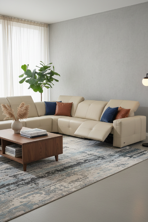 Cream Leather Recliner Sectional Sofa | OROA Modern Nizza