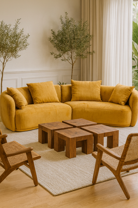 Yellow 4-Seater Sofa | OROA Modern Oakland
