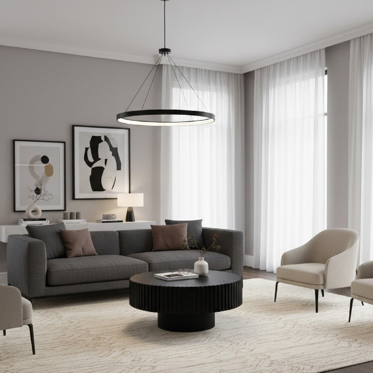   Ribbed Wooden Round Coffee Table | Oroa.com