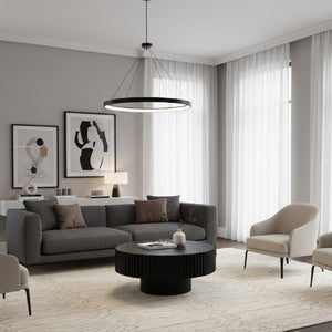   Ribbed Wooden Round Coffee Table | Oroa.com