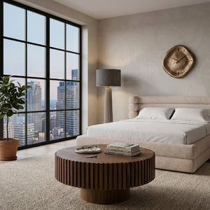   Ribbed Wooden Round Coffee Table | Oroa.com