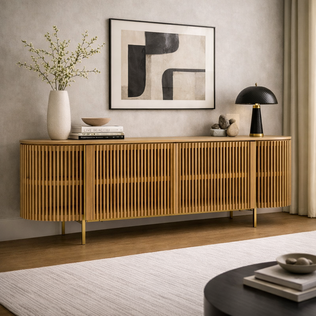 Slatted Natural Ash Sideboard | OROA Modern Sandy