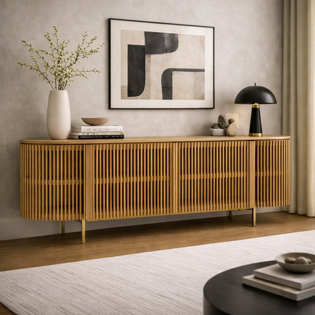 Slatted Natural Ash Sideboard | OROA Modern Sandy