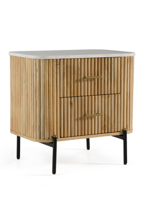 Varnished Mango Wood 2-Drawer Nightstand | OROA Modern Cambridge | Oroa.com