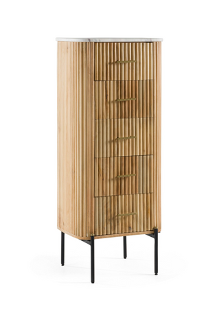Fluted Mango Wood 5-Drawer Chest | OROA Modern Cambridge | Oroa.com