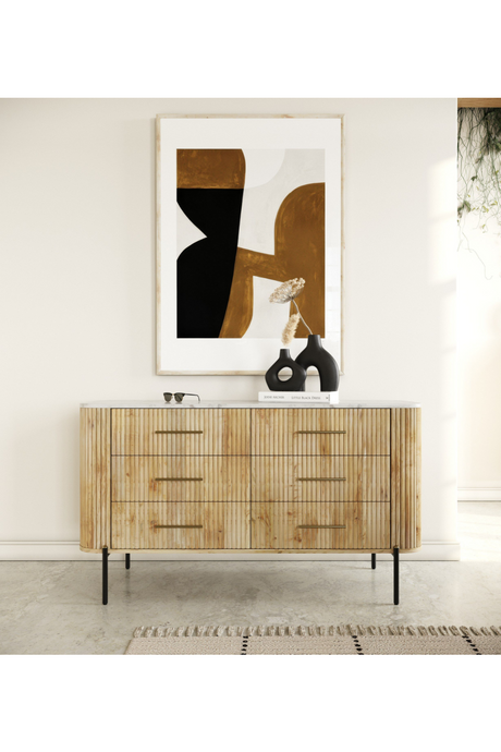 Fluted Mango Wood 6-Drawer Dresser | OROA Modern Cambridge | Oroa.com