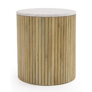   Fluted Mango Wood End Table | Oroa.com