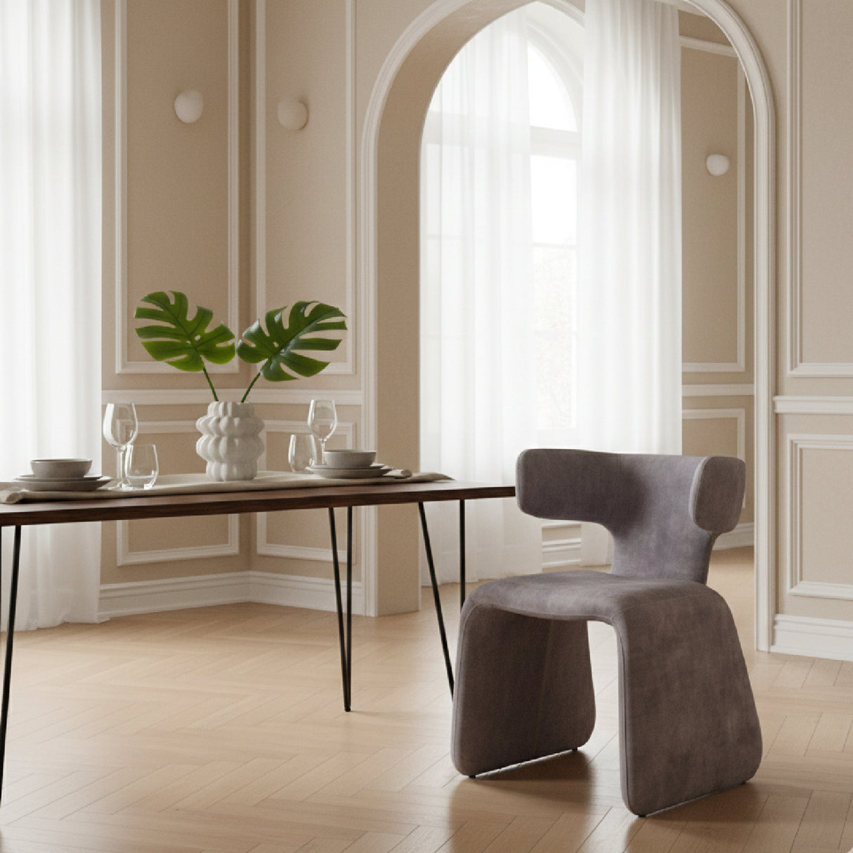   Asymmetrical Velvet Dining Chair | Oroa.com