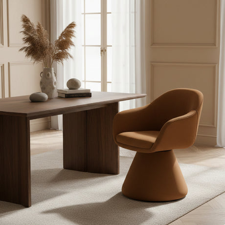 Brown Fabric Swivel Dining Chair | OROA Modern Risa